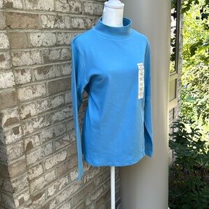 Brand New 100% Cotton Blue Mock Neck Jersey